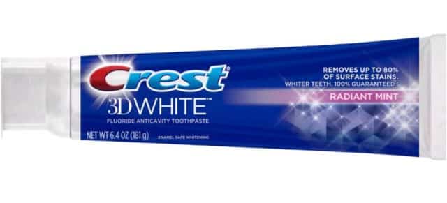 Crest 3D Whitening toothpaste is one of the many whitening brands for toothpaste.